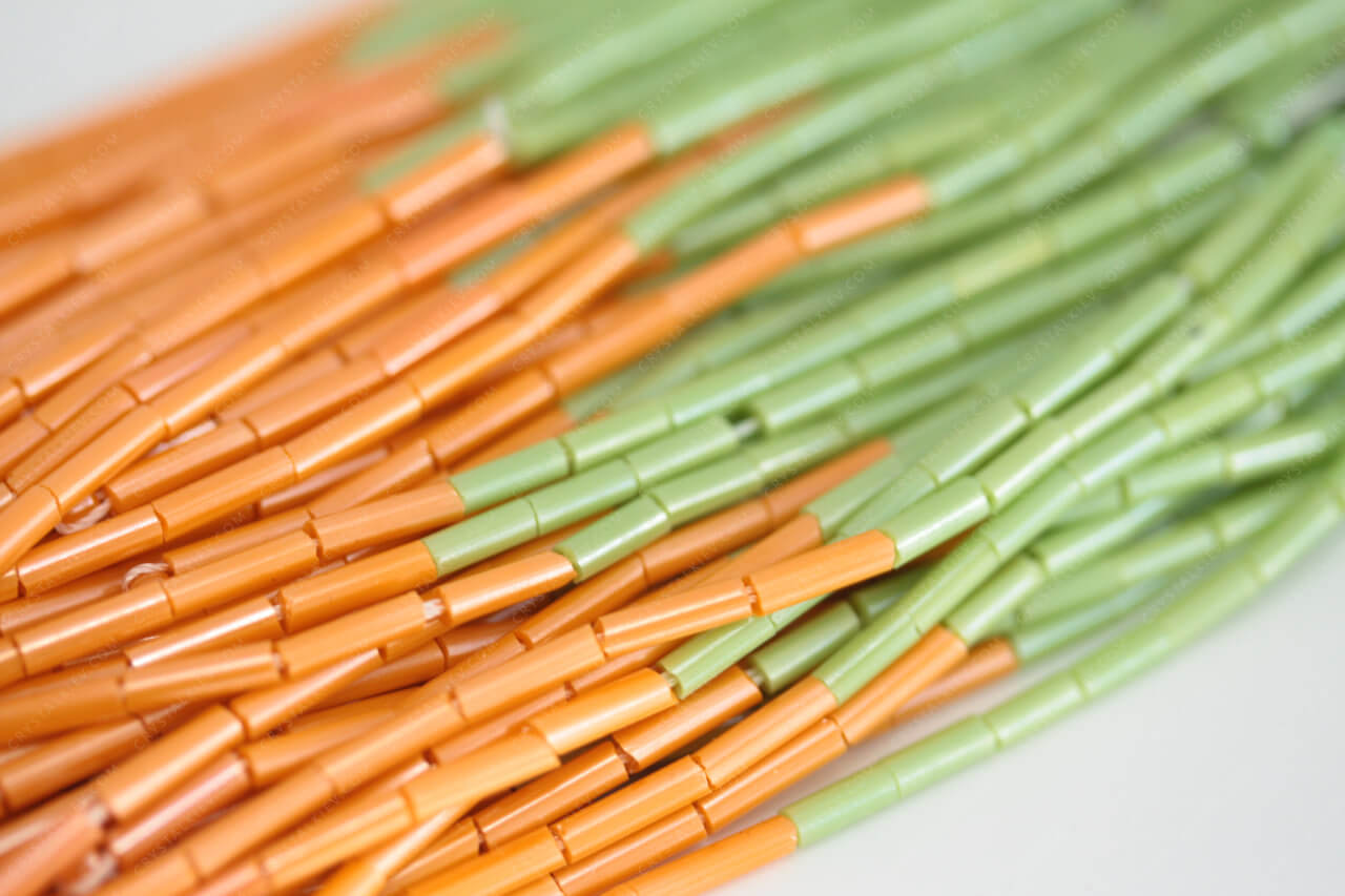 Пучки стеклярусу Neon Lime 4 mm +Neon Orange 4 mm прямий